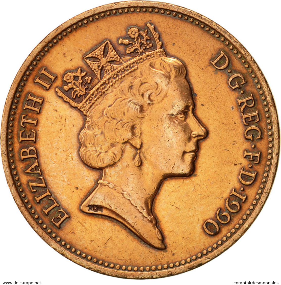 Monnaie, Grande-Bretagne, Elizabeth II, 2 Pence, 1990, TTB, Bronze, KM:936 - 2 Pence & 2 New Pence