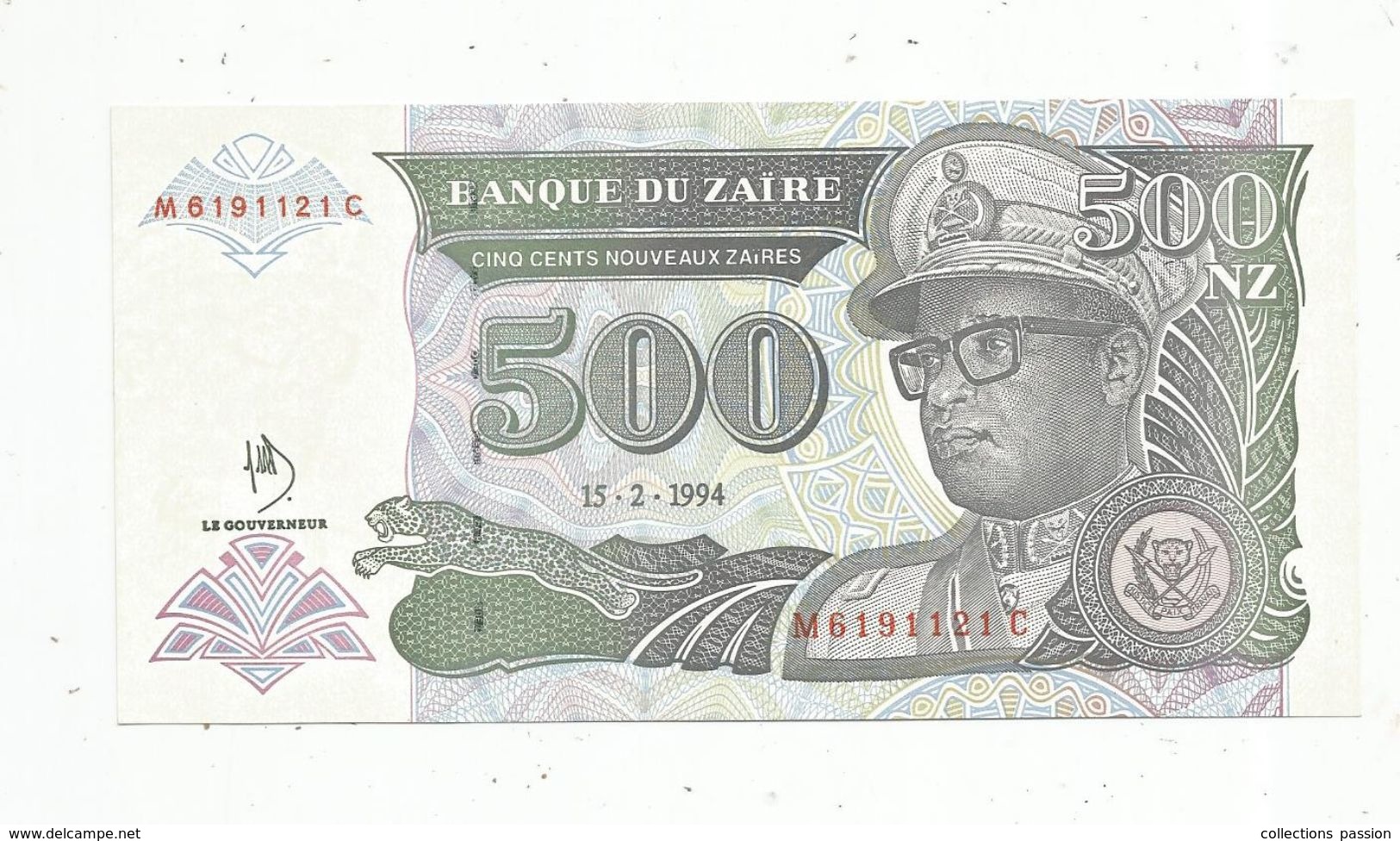 Billet , ZAÏRE , Cinq Cents ,500 Nouveaux Zaires , 15.2.1994 , Banque Du ZAÏRE , 2 Scans - Zaïre