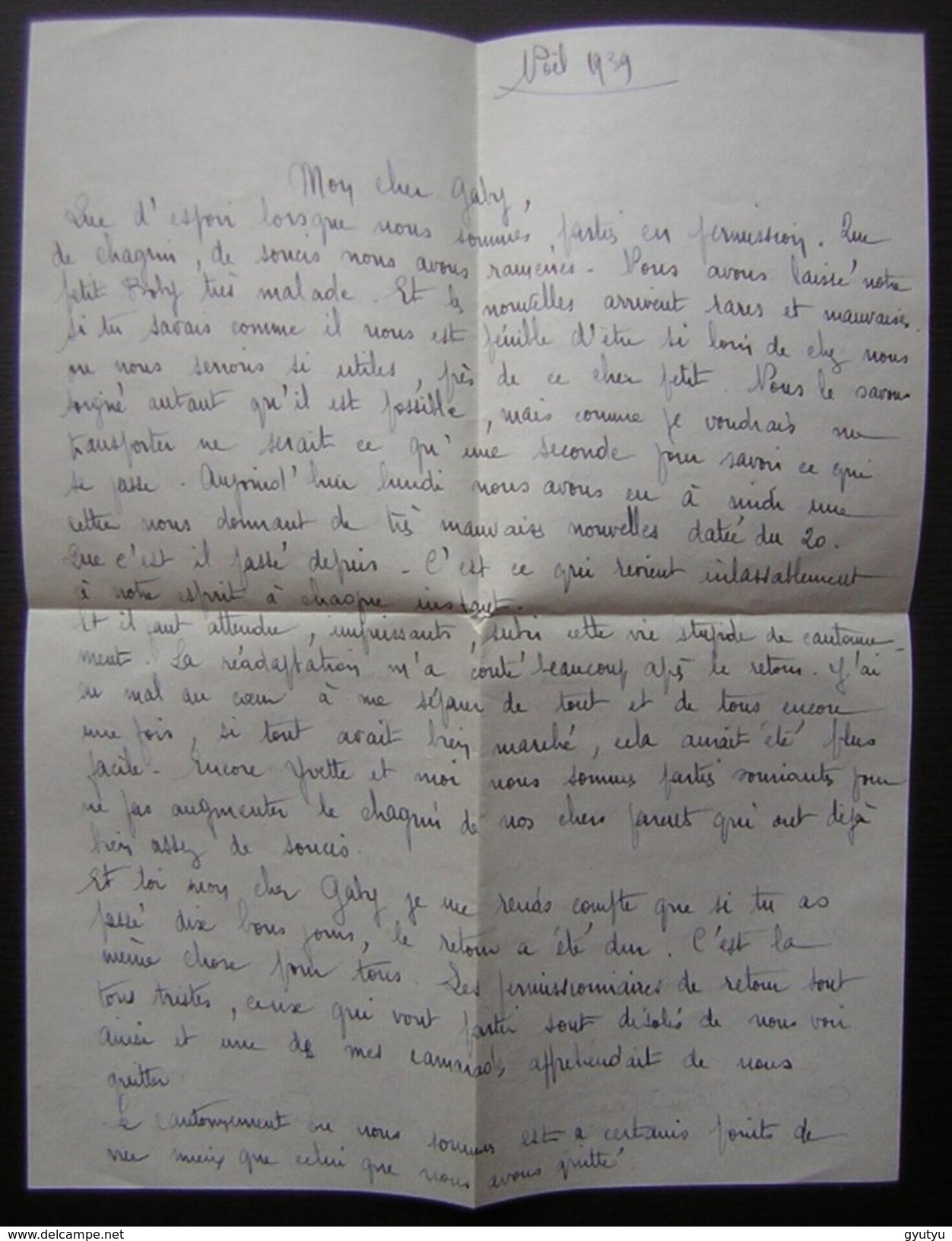 1939 Lettre En Franchise Militaire Cachet Médecin Pour Gabriel Bonpun 197eme R.A.L.T 42eme Batterie - Cachets Militaires A Partir De 1900 (hors Guerres)