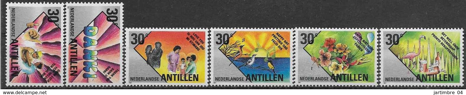 1991 ANTILLES NEERLANDAISES 901-06 ** Fleurs, Oiseaux, Flamants - Antillas Holandesas