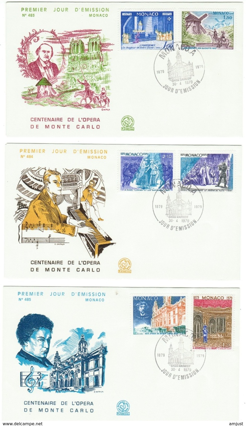 Monaco // FDC // 1979 // Centenaire De L'opéra De Monte-Carlo ( 3 Lettres) - FDC