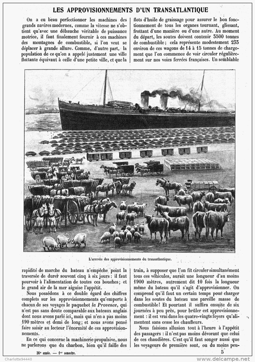 LES APPROVISONNEMENTS D'UN TRANSATLANTIQUE ( LA PROVENCE )   1908 - Otros & Sin Clasificación