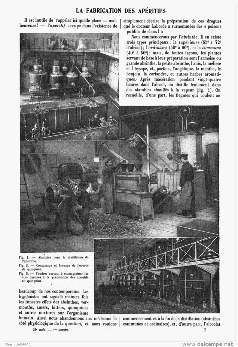 LA FABRICATION Des APERITIFS  ( ABSINTHES - VERMOUTHS - AMERS - BITTERS )  1908 - Spiritus