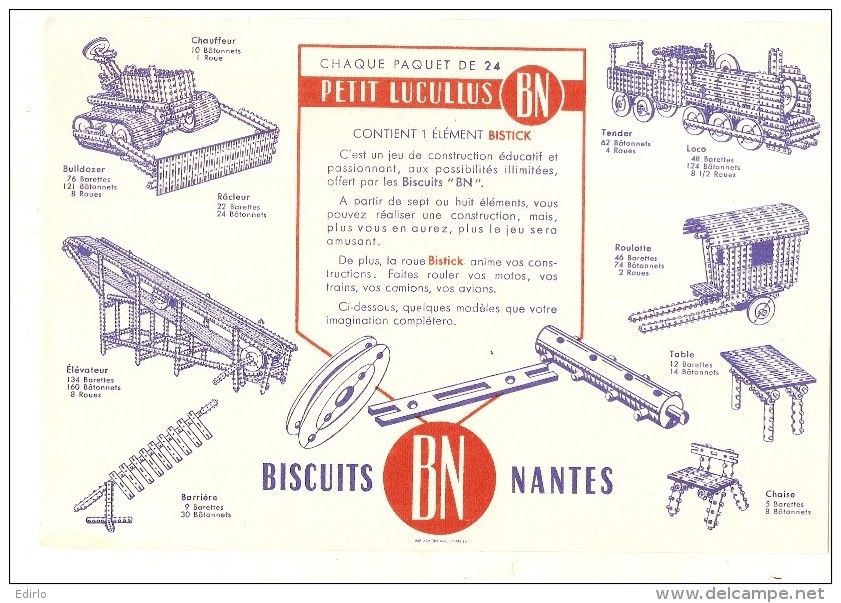 ---- BUVARD ---- - Petit Lucullus BN Biscuiterie Nantaise Jeux De Construction - Excellent état - Sucreries & Gâteaux