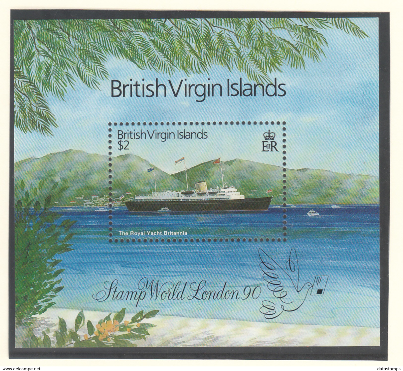 British Virgin Islands - London 1990 - XX - Michel Bl 60 - Cote 9.00 - Bateaux