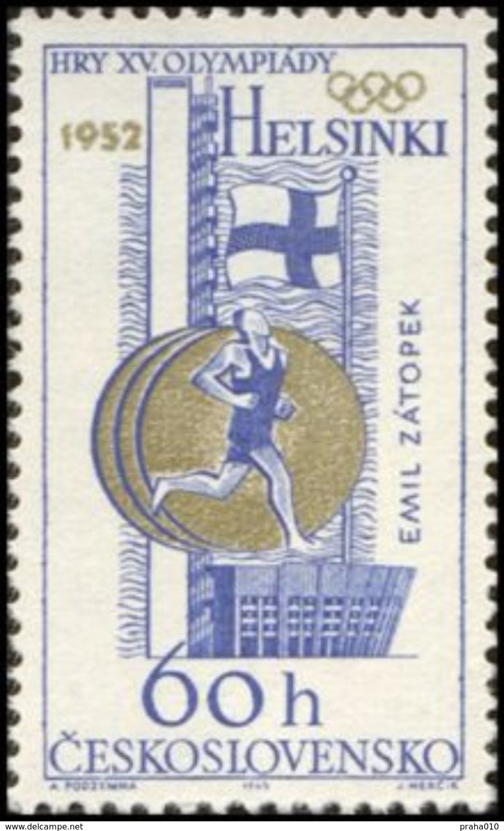 Czechoslovakia / Stamps (1965) 1430: Olympic Games 1952 Helsinky, Emil Zatopek (run, Marathon); Painter: Anna Podzemna - Andere & Zonder Classificatie