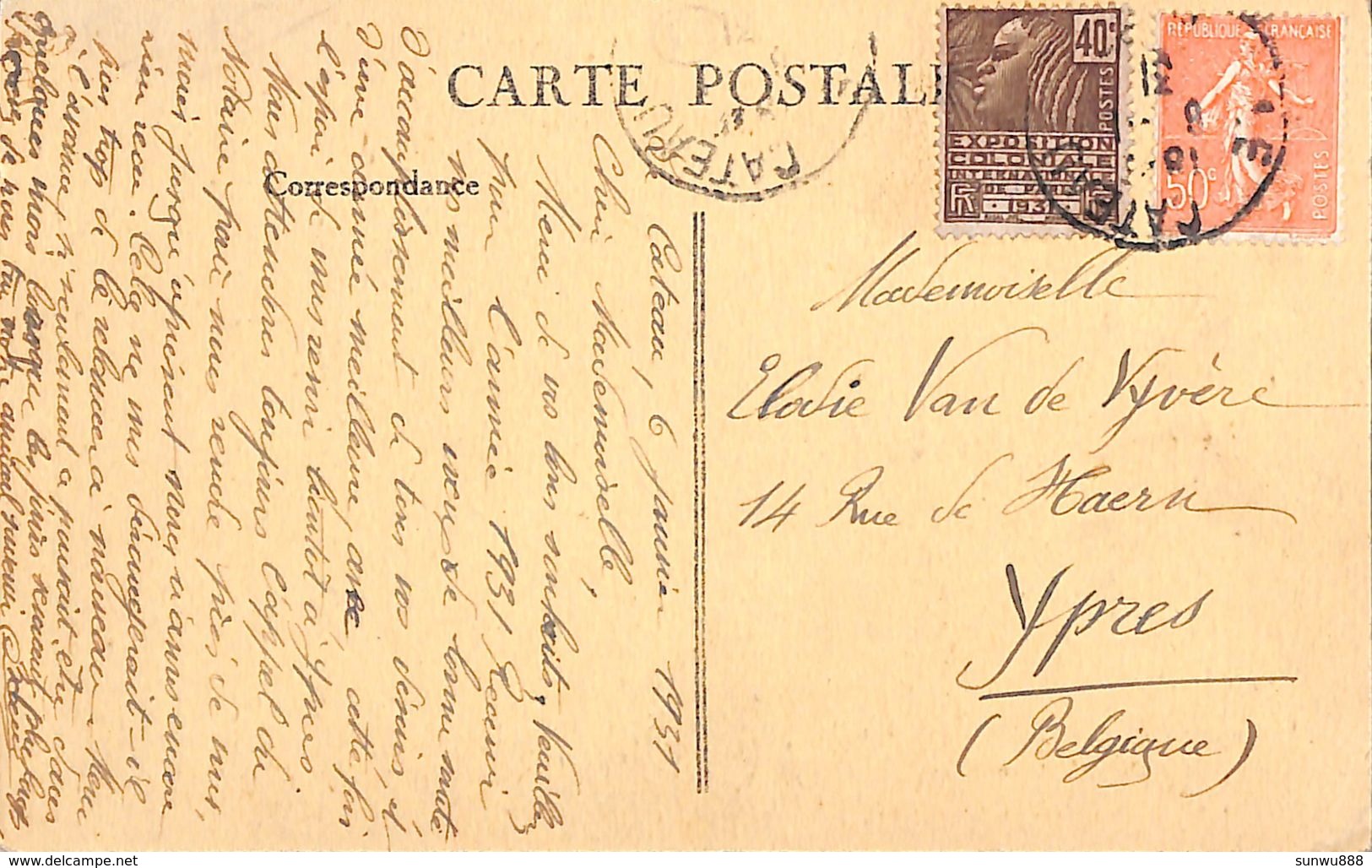 59 - Le Cateau - Vue Générale (timbres, 1931) - Le Cateau