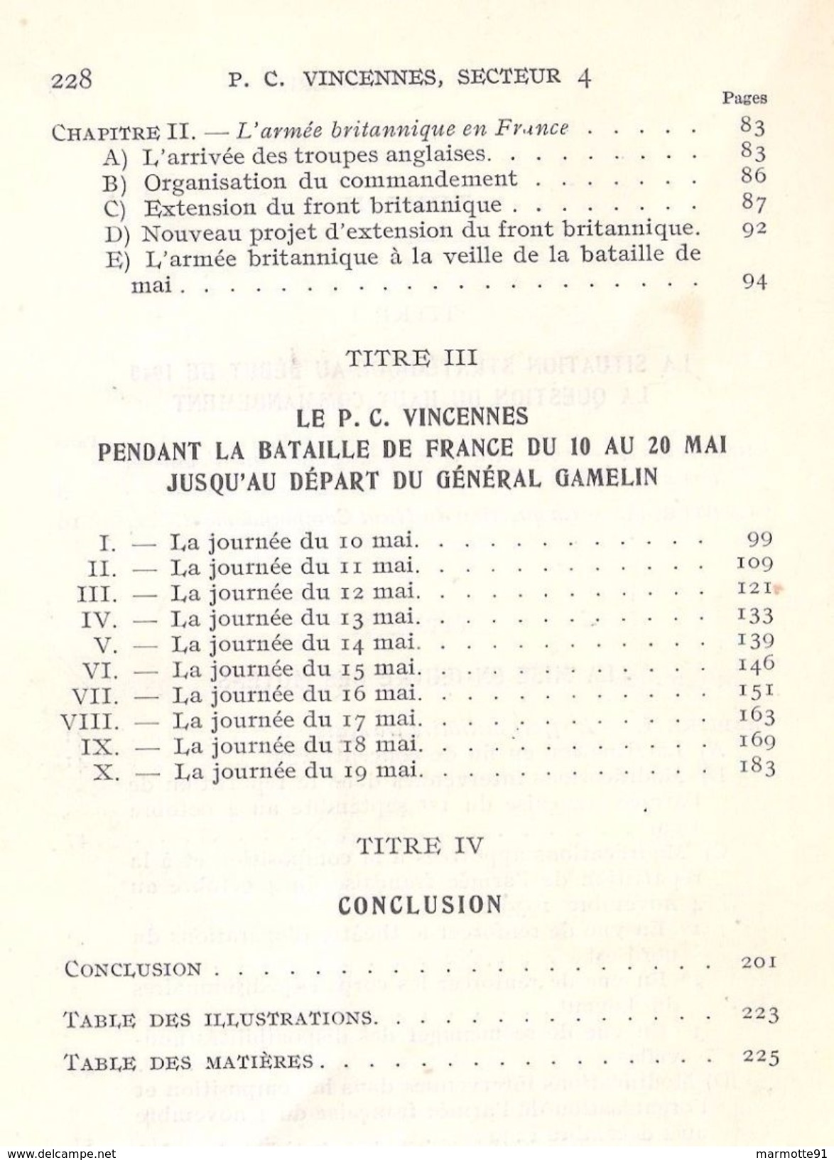 P.C. VINCENNES SECTEUR 4 HISTOIRE 1939 1940 ARMEE FRANCAISE ETAT MAJOR DROLE DE GUERRE  BLITZKRIEG - 1939-45