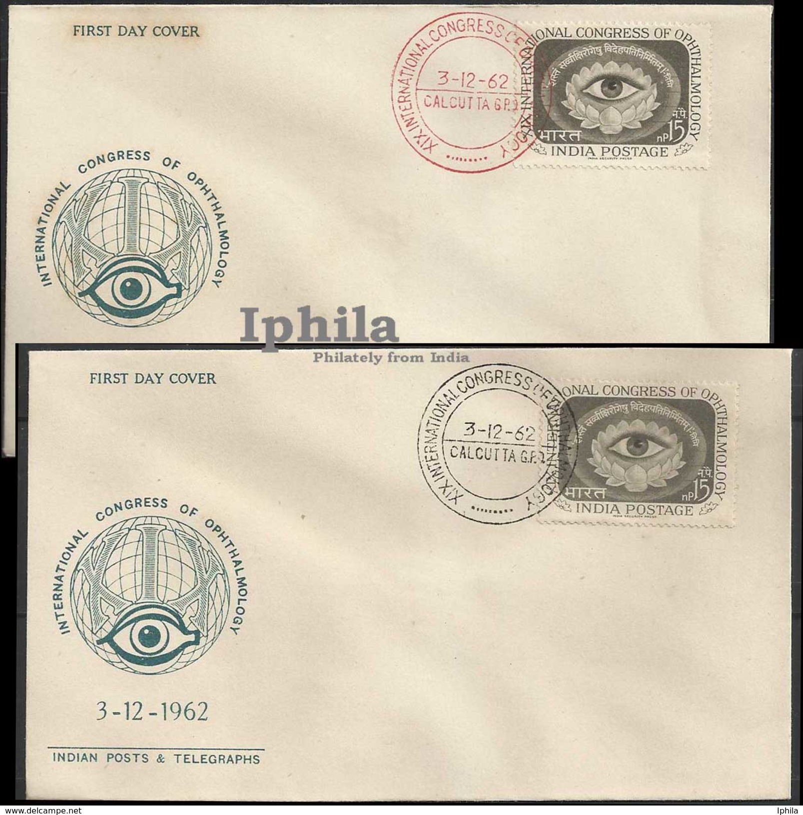 Ophthalmology Red & Black Cancel FDC 1962 Eye Braille Blind Disabled Blindheit Cécité Handicapé Medicine Ophtalmologie - Handicaps