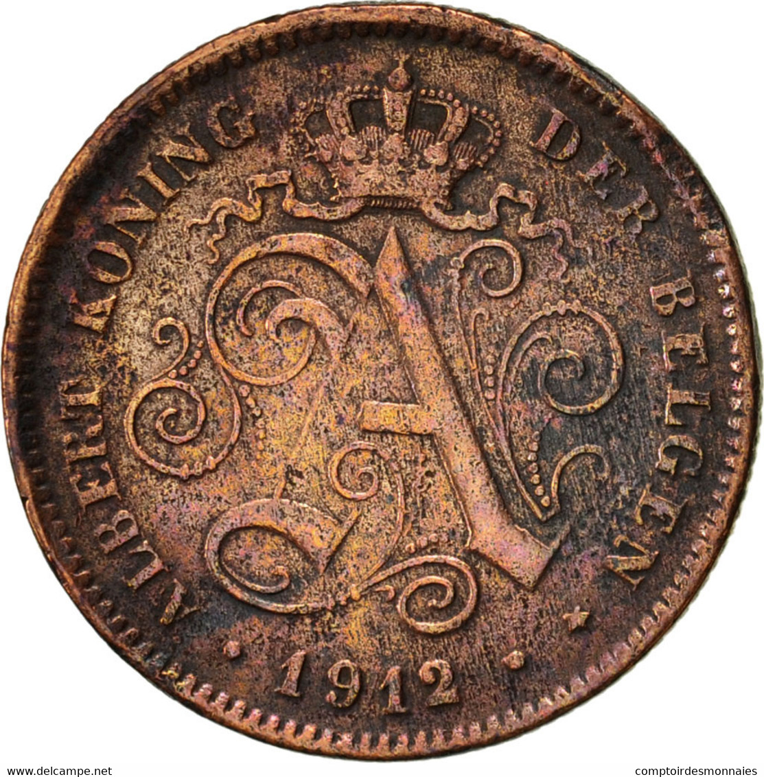 Monnaie, Belgique, Albert I, 2 Centimes, 1912, TTB, Cuivre, KM:65 - 2 Cents