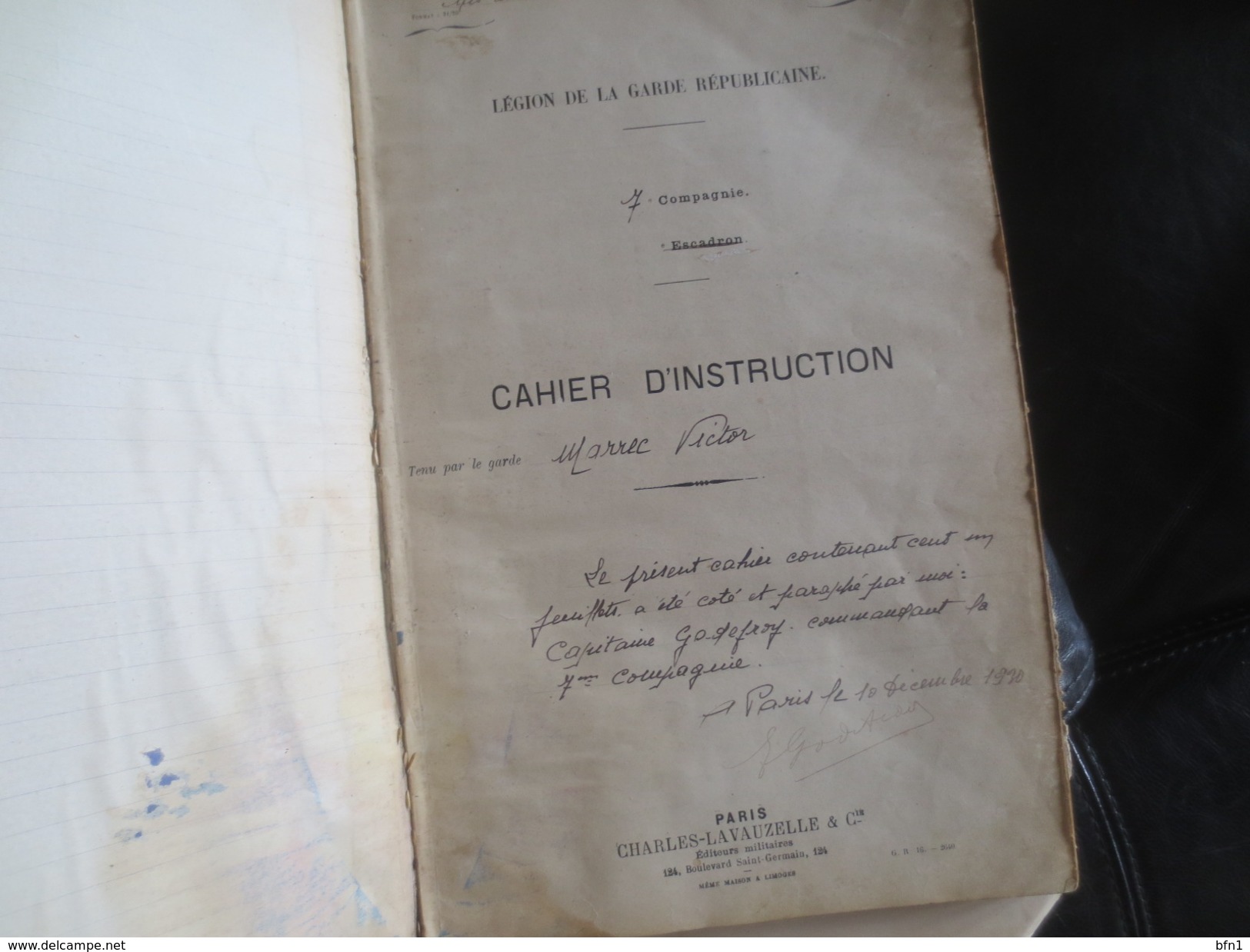 CAHIER D'INSTRUCTION DU GARDE MARREC VICTOR DE LA LEGION DE LA GARDE REPUBLICAINE - 1937- 1940- VOIR PHOTOS - Sciences