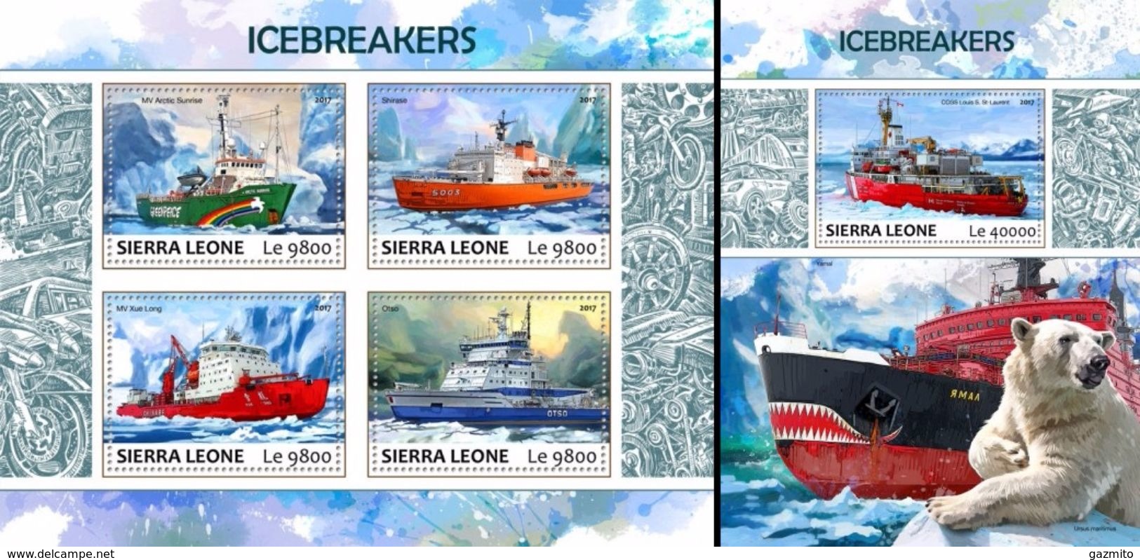 Sierra Leone 2017, Boats, Icebergbreaks, 4val In BF +BF - Barcos Polares Y Rompehielos