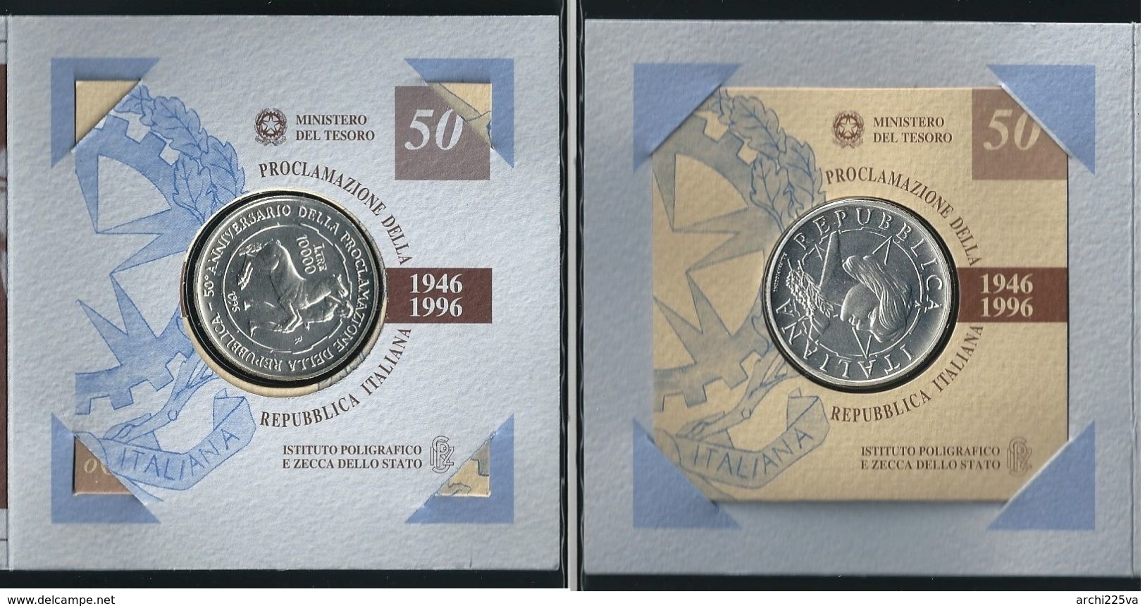 1996 - ITALIA - FDC - Proclamazione Repubblica Italiana - 10.000  L. Argento / Silver / Argent - Conf. Sigillata Zecca - Jahressets & Polierte Platten