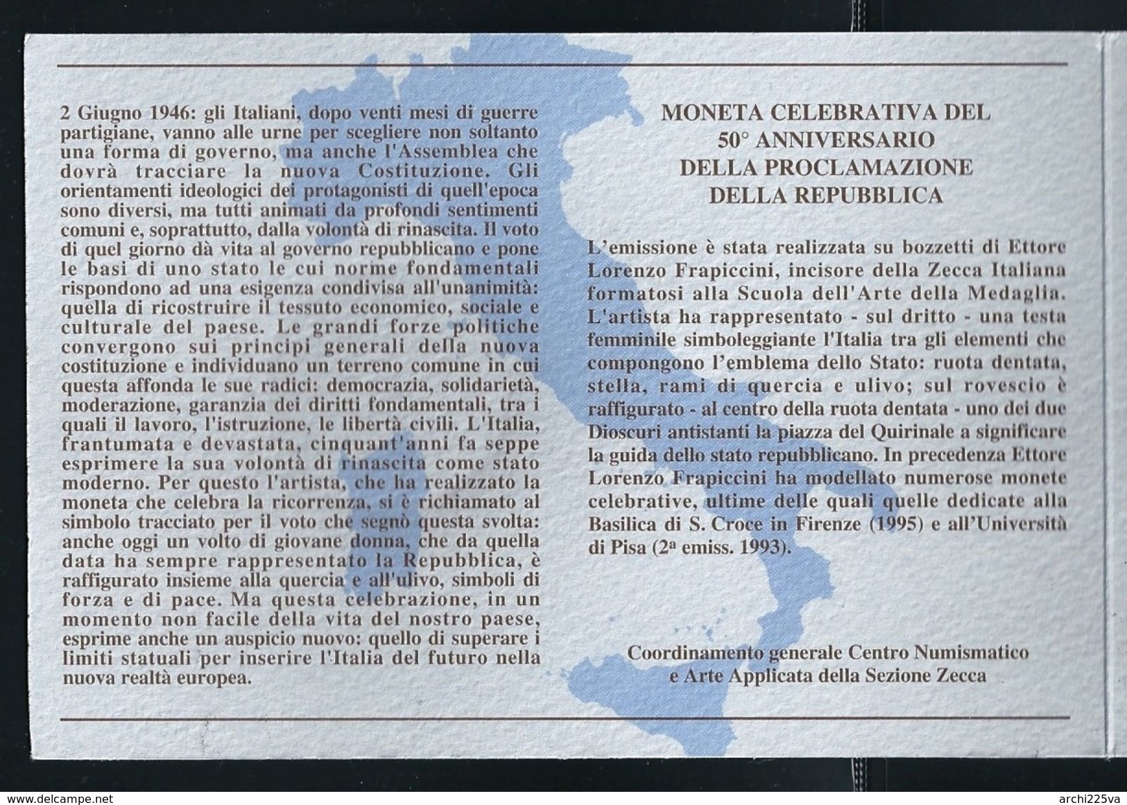 1996 - ITALIA - FDC - Proclamazione Repubblica Italiana - 10.000  L. Argento / Silver / Argent - Conf. Sigillata Zecca - Jahressets & Polierte Platten