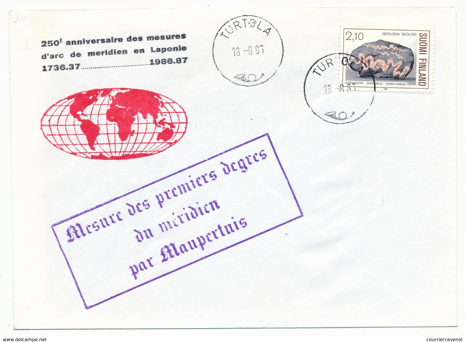 FINLANDE - 2 Enveloppes Commémoratives - Mesure De L'Arc Méridien En Laponie -1986 - Storia Postale