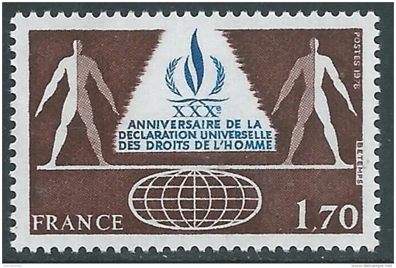 1978 FRANCIA DICHIARAZIONE DIRITTI DELL'UOMO MNH ** - EDV7-9 - Nuovi