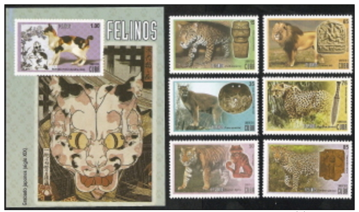 Cuba,  Michel 2017, # 5972-5978, B326,  Issued 2015,  Set Of 6 + S/S,  MNH,  Cat $ 10.00,  Cats - Ongebruikt