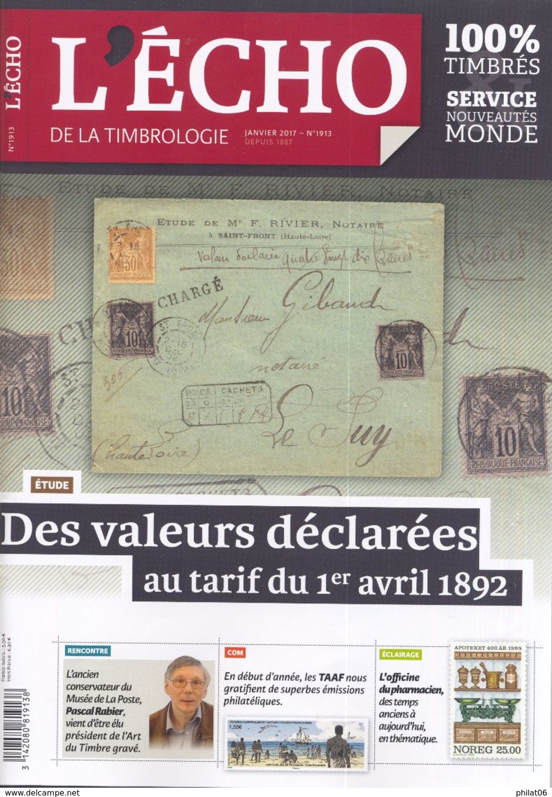 Echo De La Timbrologie N°1913 Janvier 2017 - Francés (desde 1941)