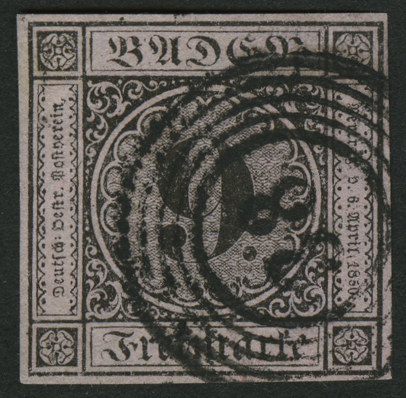 BADEN 4a O, 1851, 9 Kr. Schwarz Auf Altrosa, Nummernstempel 38, Allseits Breitrandig, Pracht, Gepr. Brettl - Sonstige & Ohne Zuordnung