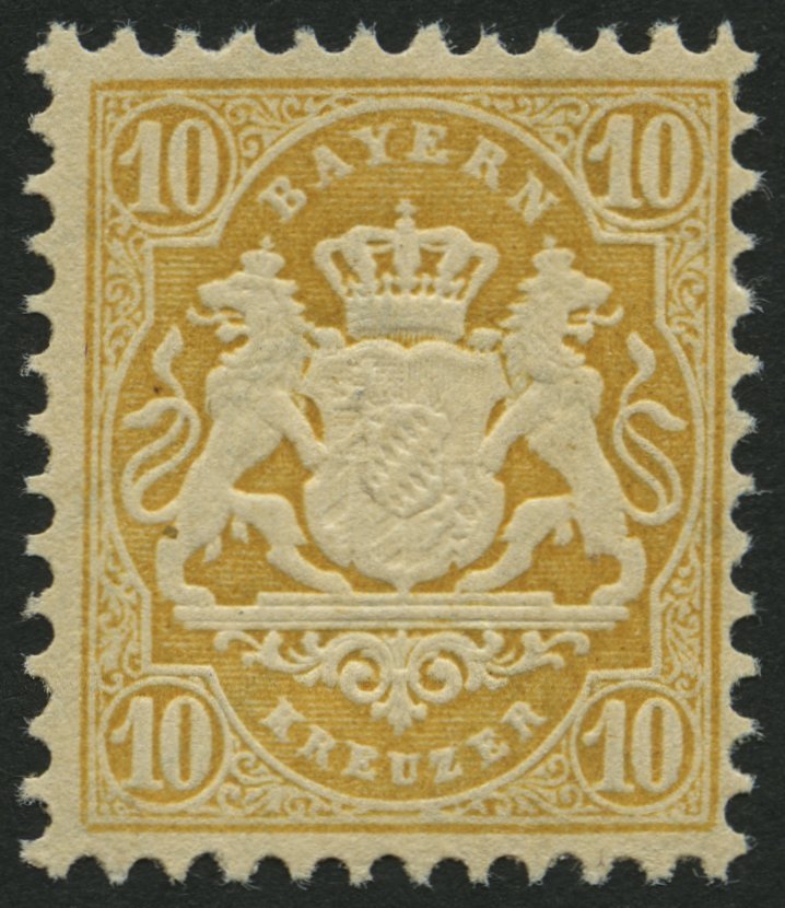 BAYERN 35 **, 1875, 10 Kr. Dunkelchromgelb, Postfrisch Kabinett, Mi. 85.- - Autres & Non Classés