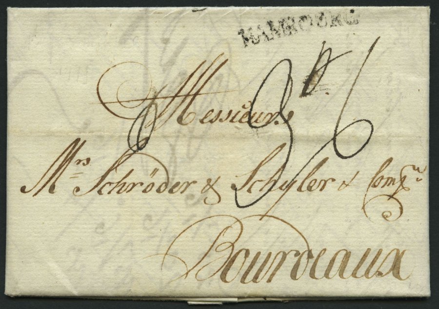 HAMBURG VORPHILA 1779, HAMBOURG, L1 Auf Brief Nach Bordeaux, Pracht - Otros & Sin Clasificación