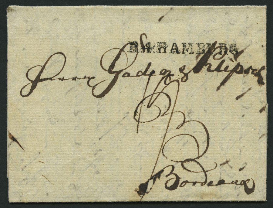 HAMBURG 1803, R.4. HAMBURG, L1 Auf Forwarded-Letter Nach Bordeaux, Absender: Ohnesorge, Pracht - Otros & Sin Clasificación