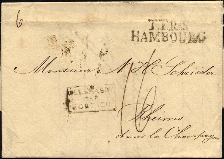 HAMBURG - THURN UND TAXISCHES O.P.A. 1823, TT.R.4 HAMBOURG, L2 Auf Brief Von Altona Nach Rheims, R3 ALLEMAGNE/PAR/FORBAC - Altri & Non Classificati