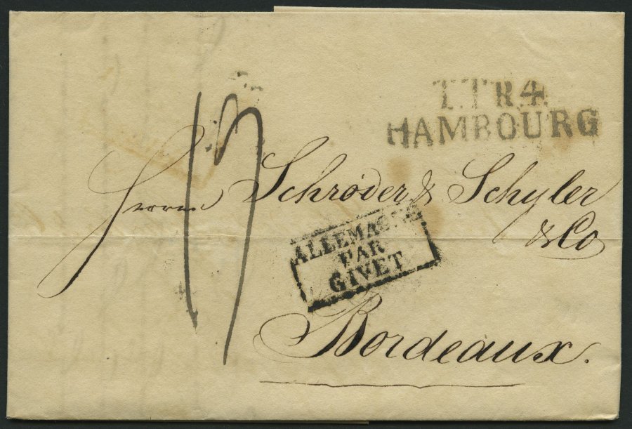 HAMBURG - THURN UND TAXISCHES O.P.A. 1825, TT.R.4. HAMBOURG, L2 Auf Brief Nach Bordeaux, Und Transitstpl. ALLEMAGNE/PAR/ - Other & Unclassified