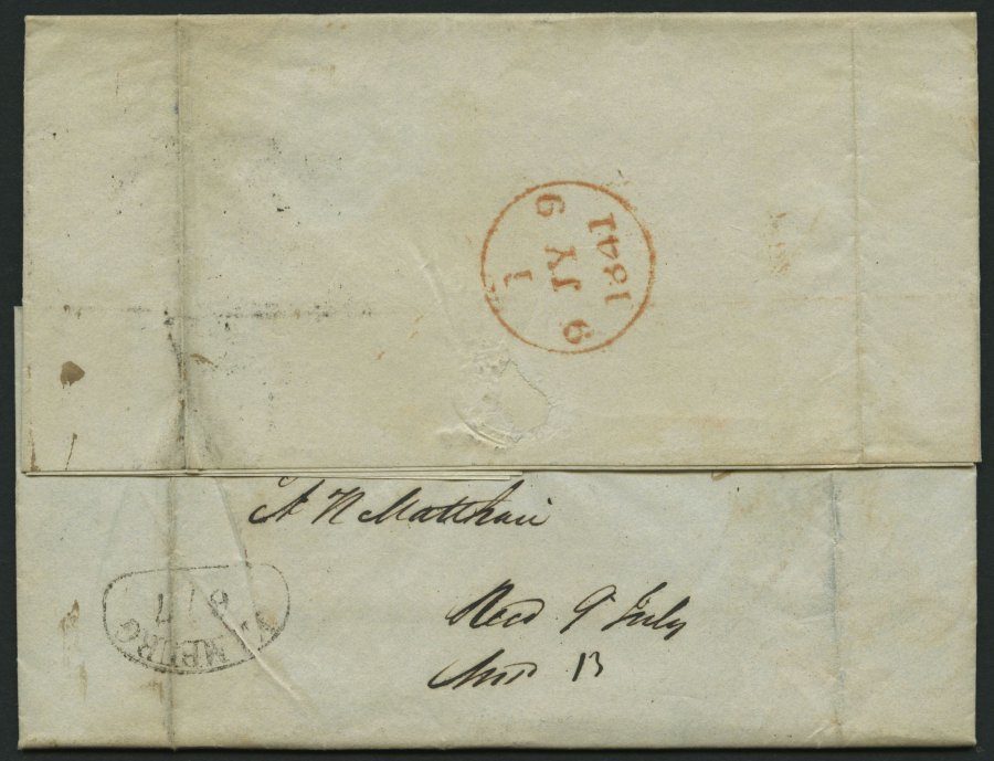 HAMBURG - GRENZÜBERGANGSSTEMPEL 1841, T 8 NOV, In Rot Auf Brief Von Magdeburg (K2) Nach London, Handschriftlich Hamburg - Prephilately