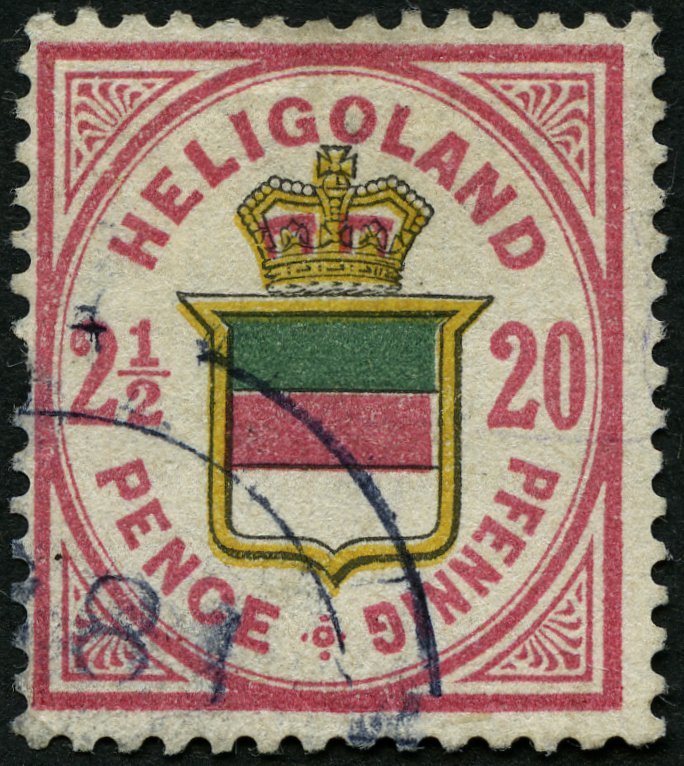 HELGOLAND 18c O, 1882, 20 Pf. Hellrosalila/graugelb/graugrün, Rundstempel, Feinst (Zahnfehler), Gepr. Lemberger, Mi. 120 - Heligoland