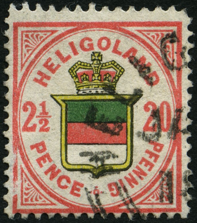 HELGOLAND 18e O, 1885, 20 Pf. Lebhaftrosa/hellrötlichgelb/graugrün, Rundstempel, Feinst, Gepr. C. Brettl, Mi. 90.- - Heligoland