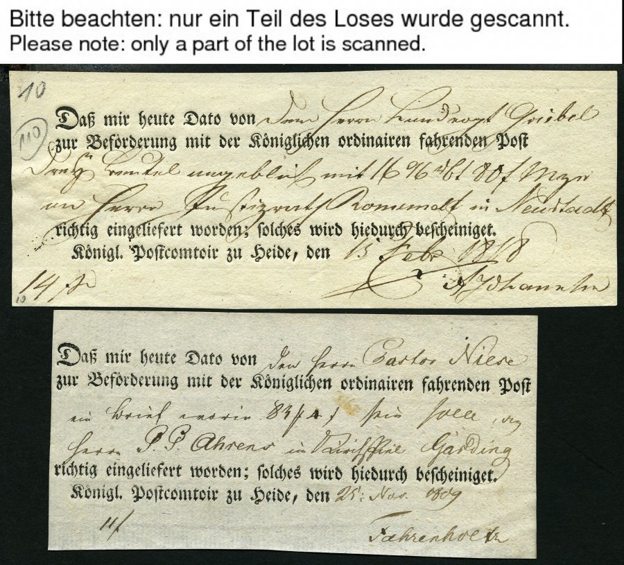 SCHLESWIG-HOLSTEIN HEIDE, 1809-83, Interessante Spezialsammlung Von 65 Postscheinen, Dabei Arge S.H.-Nr. 7, 10, 12, 13, - Schleswig-Holstein