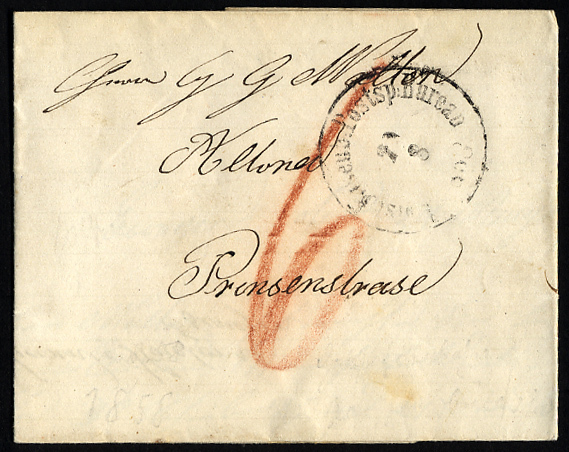 SCHLESWIG-HOLSTEIN HOLST.EISENB.POSTsp.BUREAU 1858, K1 Auf Brief Von Esingen Nach Altona, Pracht - Schleswig-Holstein