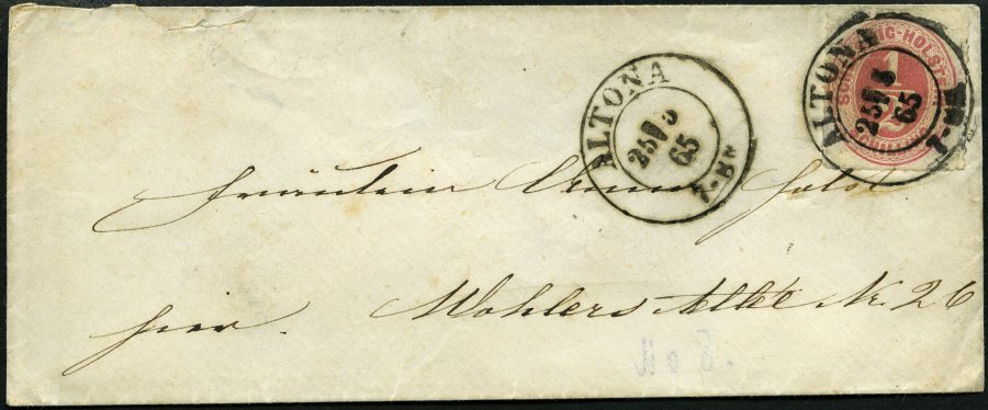 SCHLESWIG-HOLSTEIN 8 BRIEF, 1867, 1/2 S. Rosalila, Einzelfrankatur Auf Kleinem Ortsbrief Mit K2 ALTONA, Feinst - Schleswig-Holstein