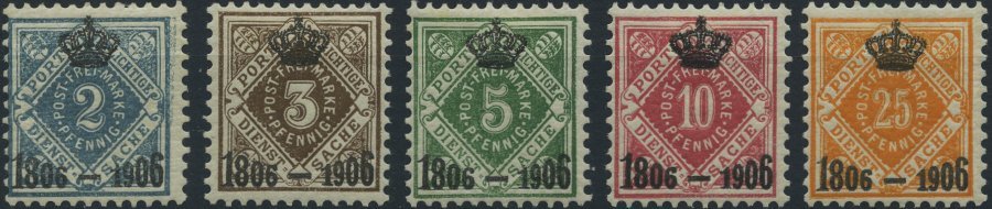 WÜRTTEMBERG 107-11 *, 1906, 100 Jahre Königreich, Falzrest, Prachtsatz, Mi. 150.- - Otros & Sin Clasificación