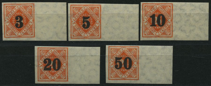 WÜRTTEMBERG 184-88PU *, 1923, 3 - 50 Pf. Auf 25 Pf. Rotorange, Ungezähnt, Alle Vom Rechten Rand, Falzrest, Prachtsatz. M - Otros & Sin Clasificación