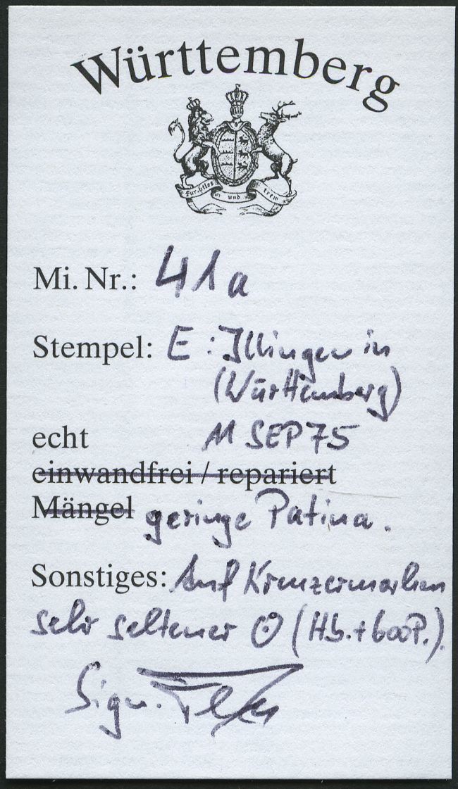 WÜRTTEMBERG 41a O, ILLINGEN In Württbg., K1 Auf 14 Kr. Gelborange, Auf Kreuzermarken R!, Gepr. Heinrich - Otros & Sin Clasificación