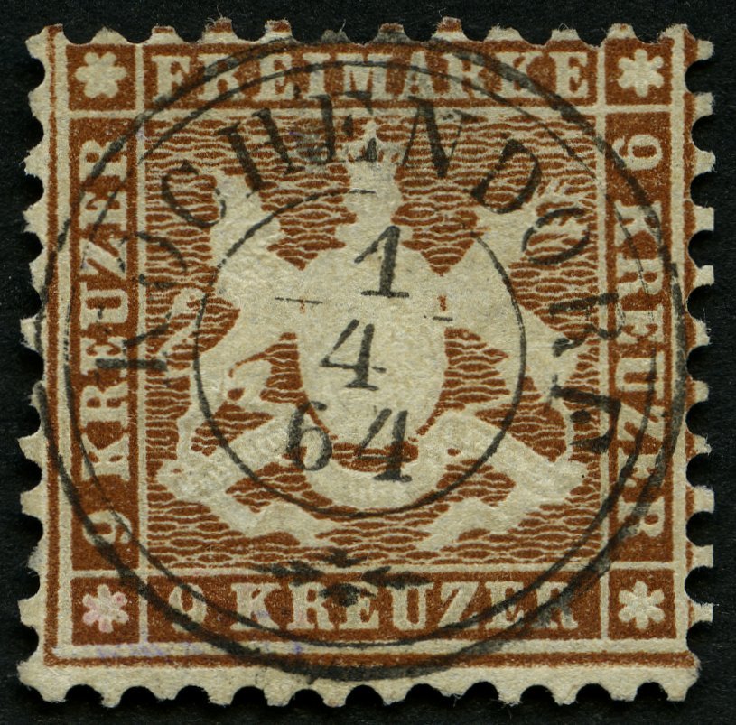 WÜRTTEMBERG 28a O, KOCHENDORF, K3 Zentrisch Auf 9 Kr. Rötlichbraun, Feinst, Gepr. Thoma - Other & Unclassified