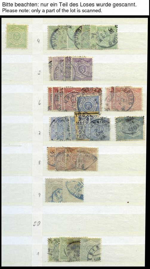 WÜRTTEMBERG o,*,** , 1875-1920, Lagerbuch Pfennig-Währung, meist gestempelt, etwas unterschiedlich, Fundgrube, besichtig