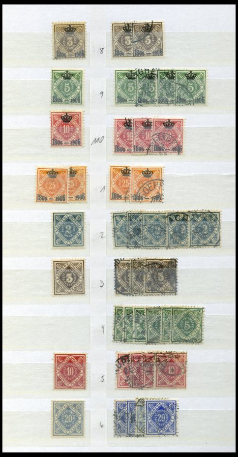 WÜRTTEMBERG o,*,** , 1875-1920, Lagerbuch Pfennig-Währung, meist gestempelt, etwas unterschiedlich, Fundgrube, besichtig