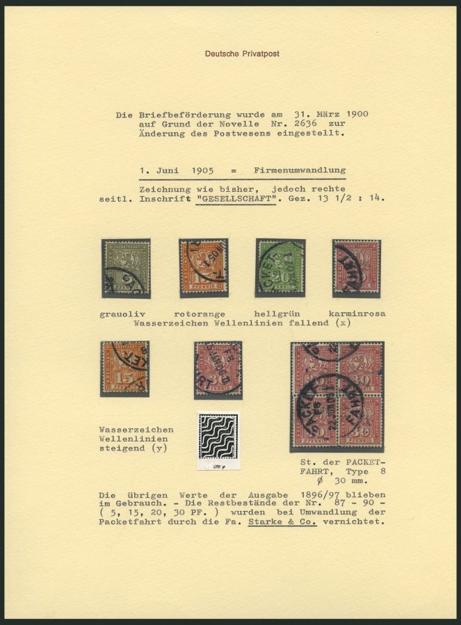 BERLIN B 76-79 O, PACKETFAHRT GESELLSCHAFT: 1904, Gesellschaft, 6 Werte Und Ein Viererblock (Mi.Nr. 79), Fast Nur Pracht - Otros & Sin Clasificación