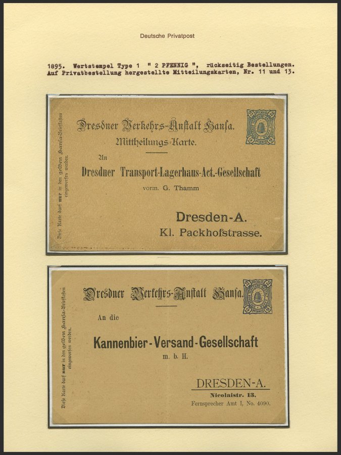 DRESDEN C P BRIEF, HANSA: Interessante Partie Von 19 Verschiedenen Postkarten, Gebraucht Und Ungebraucht, Fast Nur Prach - Correos Privados & Locales