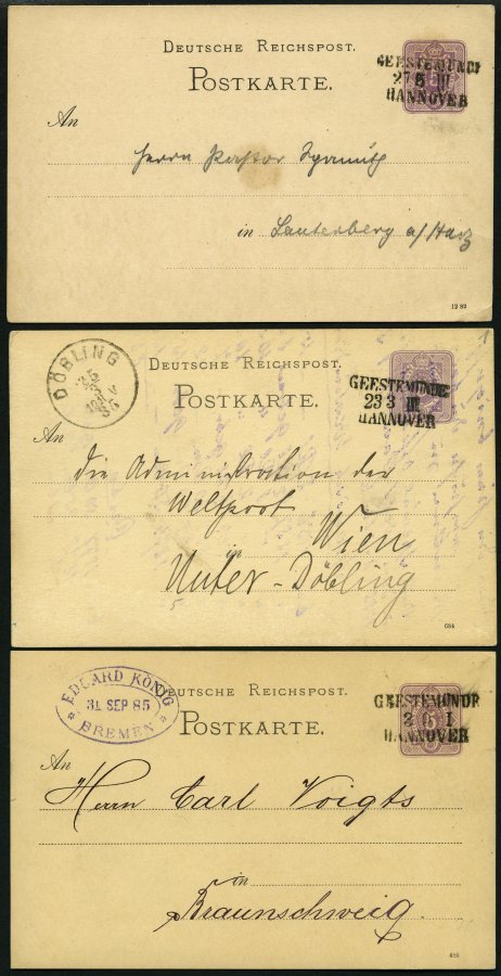 BAHNPOST DR P 12 BRIEF, Geestemünde-Hannover, L3, 1883-1885, Auf Vier 5 Pf. Ganzsachenkarten, Fast Nur Pracht - Franking Machines (EMA)