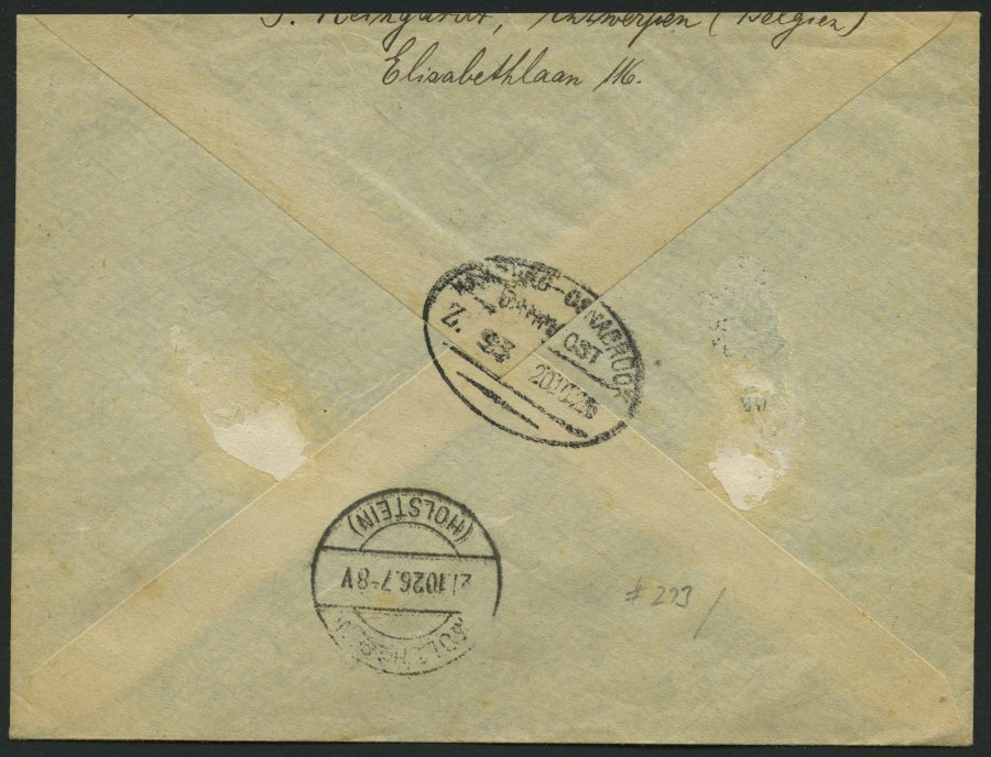 BAHNPOST Hamburg-Osnabrück (Zug 93) Als Eingangstempel Rückseitig Auf Einschreibbrief Aus Belgien Von 1926, Feinst - Franking Machines (EMA)