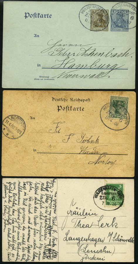 BAHNPOST Heiligenhafen-Orth (Zug 6 (4x) Und 7), 1906-1933, 5 Belege, Dazu Eine Alte Ansichtskarte Vom Bahnhof Heiligenha - Máquinas Franqueo (EMA)