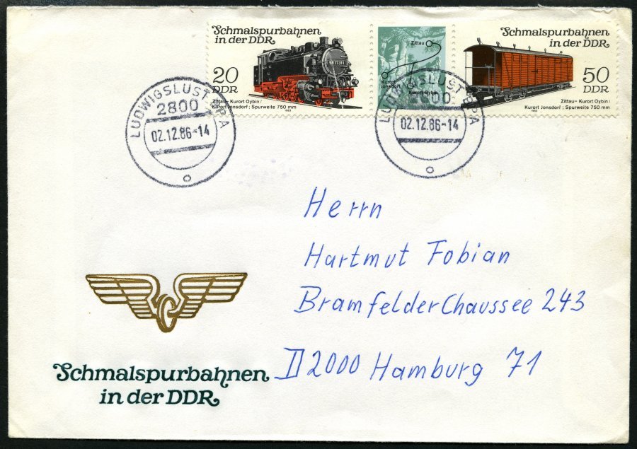 BAHNPOST Ludwigslust-Hamburg (Zug 476, 1438 (5x) Und 2133 (4x)), 1990/91, 10 Belege Fast Nur Pracht - Macchine Per Obliterare (EMA)