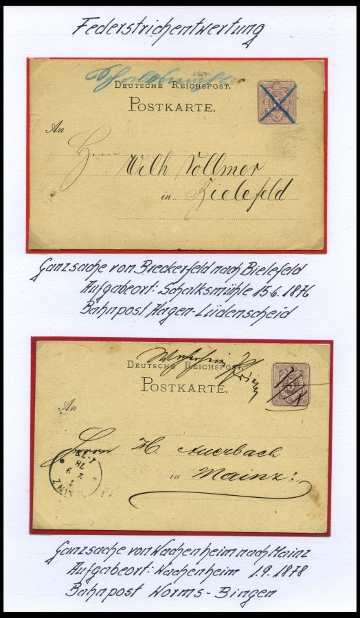 BAHNPOST Bahnpost Mit Federstrichentwertung, 9 Verschiedene Belege Von Ca. 1871-1883, Meist Pracht - Franking Machines (EMA)