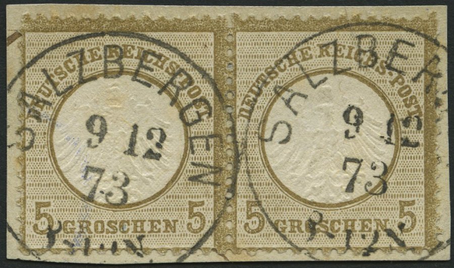 Dt. Reich 6 Paar BrfStk, 1872, 5 Gr. Ockerbraun Im Waagerechten Paar, K1 SALZBERGEN, Leichte Blaustiftspur, Prachtbriefs - Usados