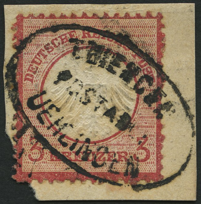 Dt. Reich 9 BrfStk, 1872, 3 Kr. Karmin, Postablagestempel THIENGEN/UEHLINGEN, Leichte Patina Sonst Prachtbriefstück, Fot - Used Stamps