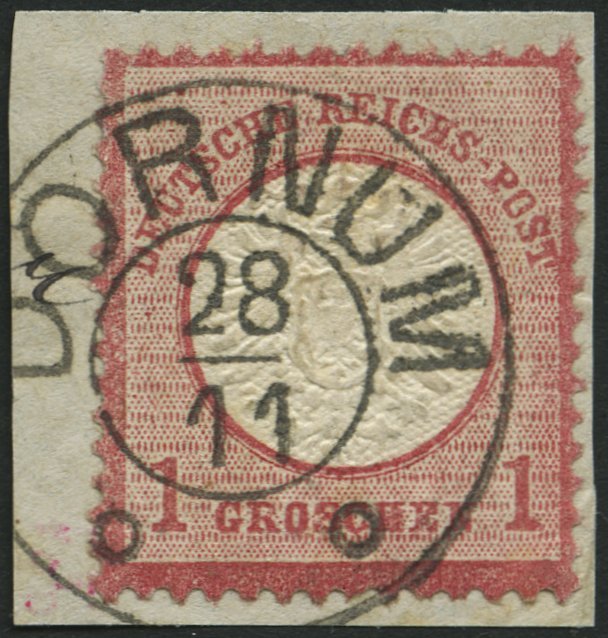 Dt. Reich 19 BrfStk, 1872, 1 Gr. Rotkarmin, Hannover K2 DORNUM, Kabinettbriefstück, Fotobefund Brugger - Usados